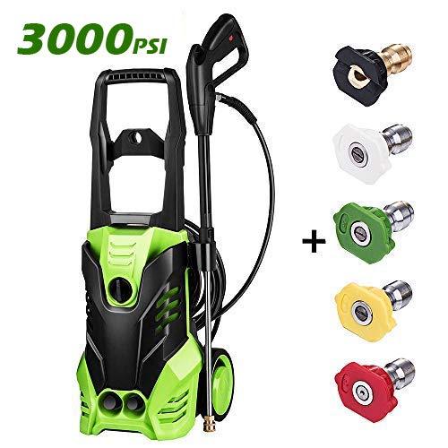 Homdox 3000 PSI Electric Pressure Washer 1800W High Pressure Power Washer Machine with Power Hose Gun Turbo Wand 5 Interchangeable Nozzles