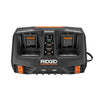 Ridgid AC840094 Gen5X Dual Port 18V Lithium Ion and NiCad Battery Charger with Pass-Through AC Ports and USB Charging (Batteries Not Included, Charger Only) (Renewed)