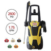 Realm BY02-BIMK 2600PSI 1.75GMP 14.5AMP Electric Pressure Washer with Brushless Induction Motor,Spray Gun,5 Spray Tips,Built in Soap Dispenser | Extra Low Sound | Power Efficiency 55lbs, Yellow Black