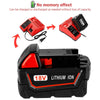 2Pack 6.0Ah 18V Replacemet Lithium ion Battery for Milwaukee M18 M18B Xc 48-11-1850 48-11-1815 48-11-1820 48-11-1852 48-11-1828 48-11-1822 48-11-1811 48-11-1840 Cordless Tool Batteries