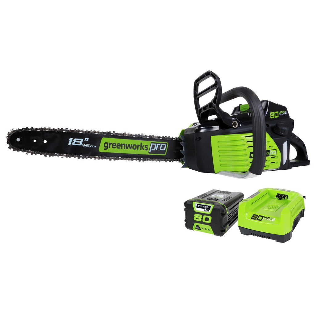 Greenworks PRO 18-Inch 80V Cordless Chainsaw, 2.0 AH Battery Included GCS80420