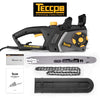 TECCPO Electric Chainsaw, 16-Inch 15 Amp Chain Saw with Automatic Oiler, Tool-Less Chain Tensioning, Mechanical Brake, Low Kickback, 49ft/s Chain Speed - TACS01G