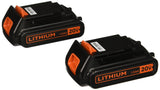 BLACK+DECKER 20V MAX Lithium Battery 1.3 Amp Hour, 2-Pack (LBXR20B-2)