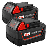 2Pack 6.0Ah 18V Replacemet Lithium ion Battery for Milwaukee M18 M18B Xc 48-11-1850 48-11-1815 48-11-1820 48-11-1852 48-11-1828 48-11-1822 48-11-1811 48-11-1840 Cordless Tool Batteries