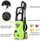 Homdox Electric High Pressure Washer 2600PSI 1.6GPM Power Pressure Washer Machine with Power Hose Gun Turbo Wand 4 Interchangeable Nozzles